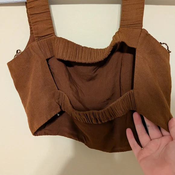 Zara Chocolate Brown Crop Top - Picture 4 of 8